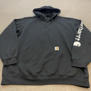 Carhartt Hoodie Mens Size L Sweatshirt Black Distressed Grunge Streetwear y2k